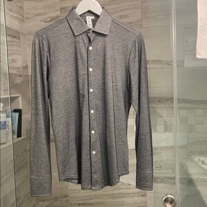 State & Liberty charcoal pique button down